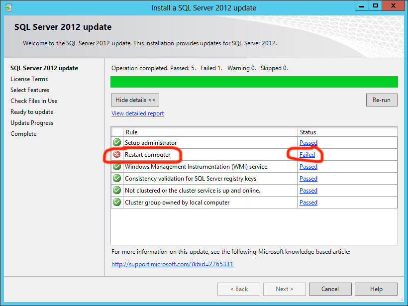 CU1 installer requires a restart first