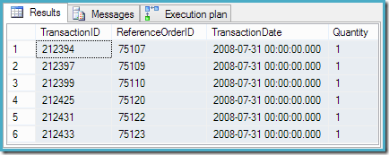 Six row query result Six row query result